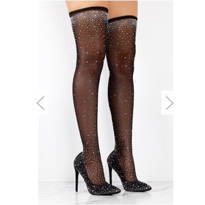 thigh high mesh boots